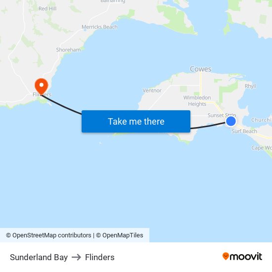 Sunderland Bay to Flinders map