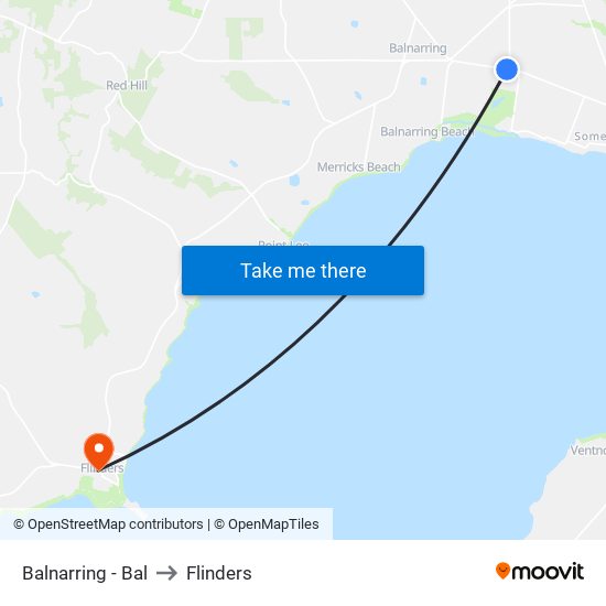 Balnarring - Bal to Flinders map