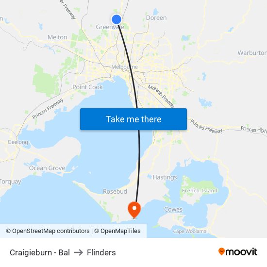 Craigieburn - Bal to Flinders map