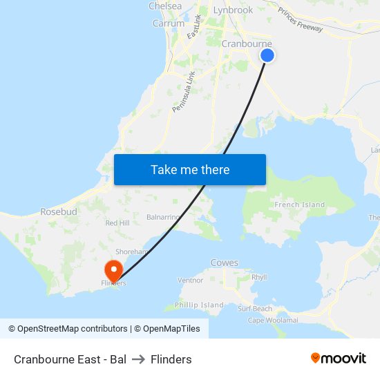 Cranbourne East - Bal to Flinders map