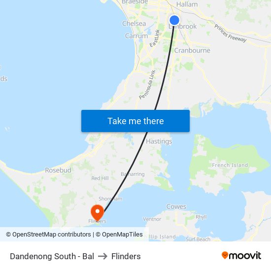 Dandenong South - Bal to Flinders map