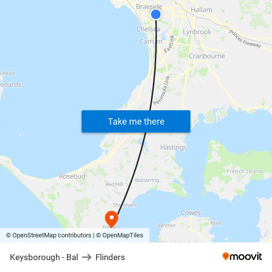 Keysborough - Bal to Flinders map