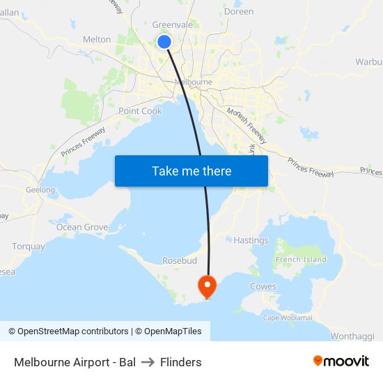 Melbourne Airport - Bal to Flinders map