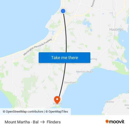 Mount Martha - Bal to Flinders map