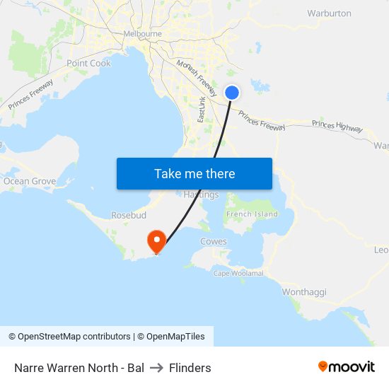 Narre Warren North - Bal to Flinders map