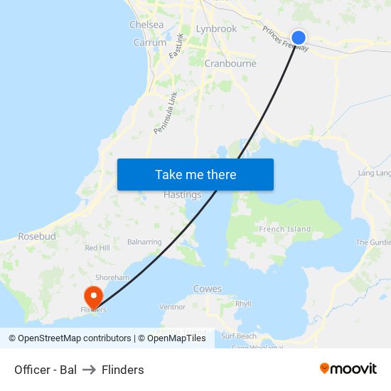 Officer - Bal to Flinders map