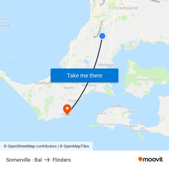 Somerville - Bal to Flinders map