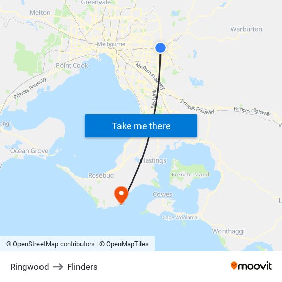 Ringwood to Flinders map