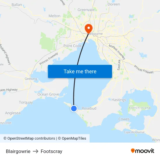 Blairgowrie to Footscray map