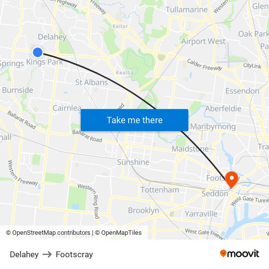 Delahey to Footscray map