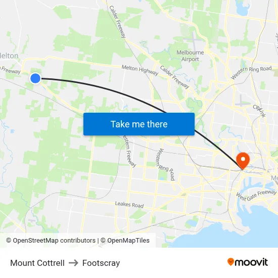 Mount Cottrell to Footscray map