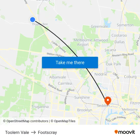 Toolern Vale to Footscray map