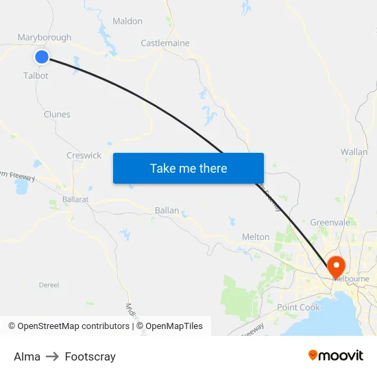 Alma to Footscray map