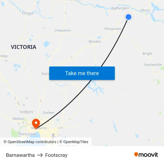 Barnawartha to Footscray map