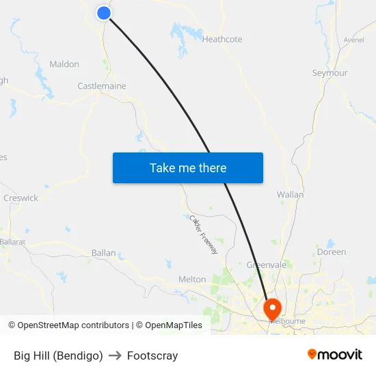 Big Hill (Bendigo) to Footscray map