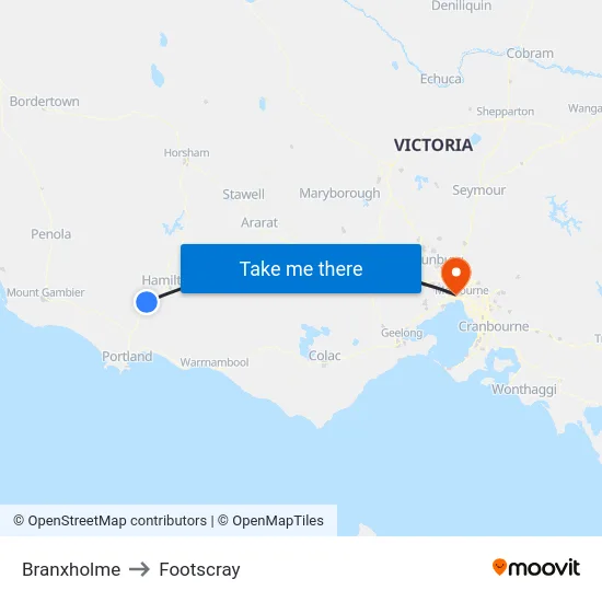 Branxholme to Footscray map