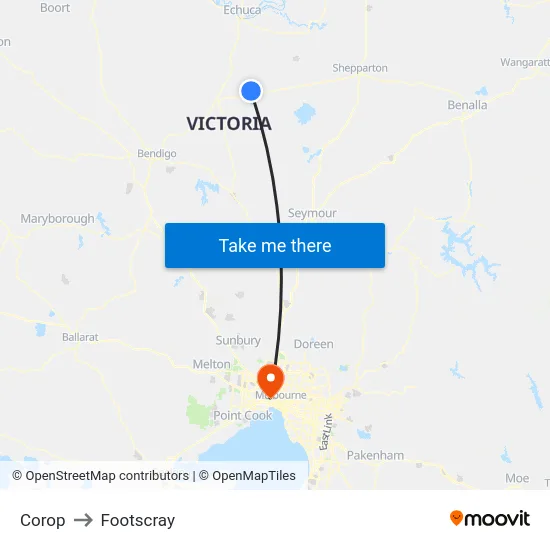 Corop to Footscray map
