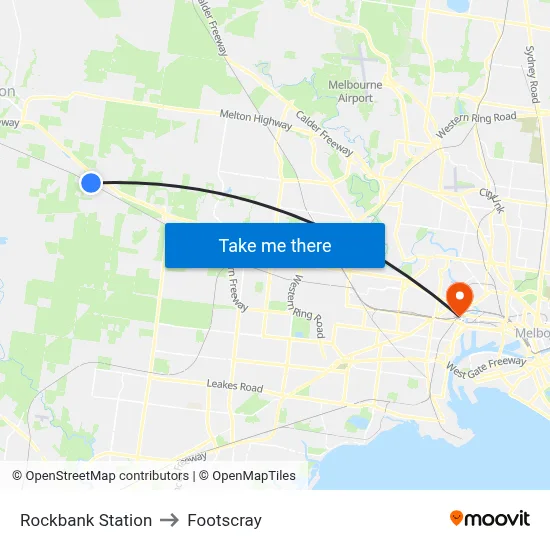 Rockbank Station to Footscray map