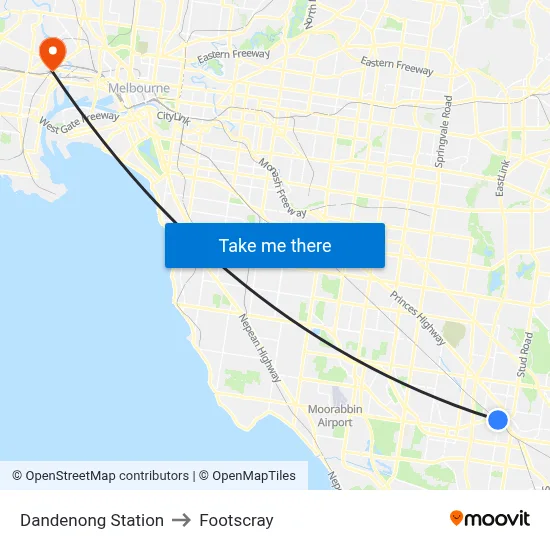 Dandenong Station to Footscray map