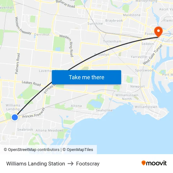 Williams Landing Station to Footscray map