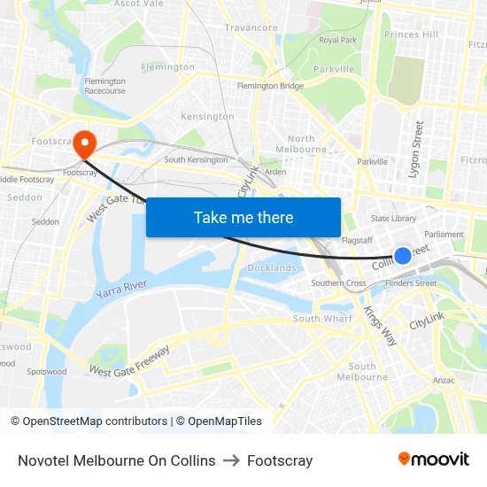 Novotel Melbourne On Collins to Footscray map
