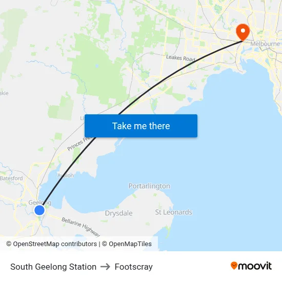 South Geelong Station to Footscray map