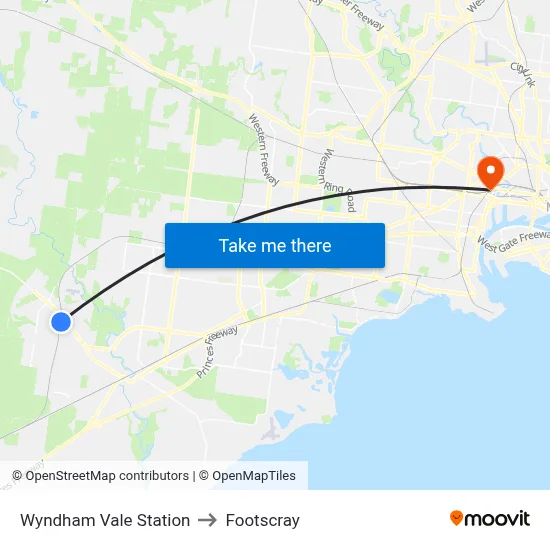 Wyndham Vale Station to Footscray map