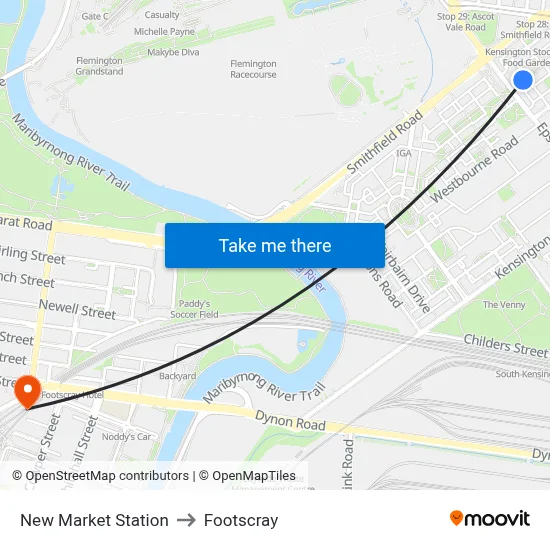 New Market Station to Footscray map
