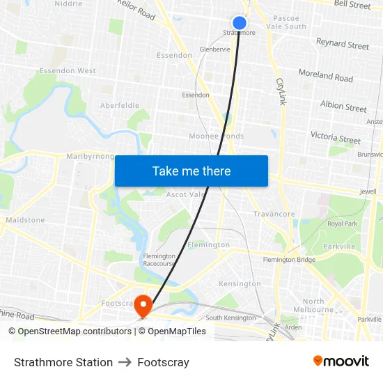Strathmore Station to Footscray map