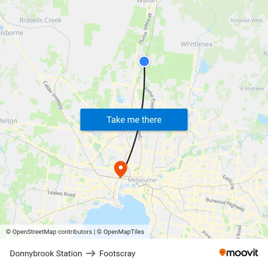 Donnybrook Station to Footscray map