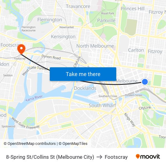 8-Spring St/Collins St (Melbourne City) to Footscray map