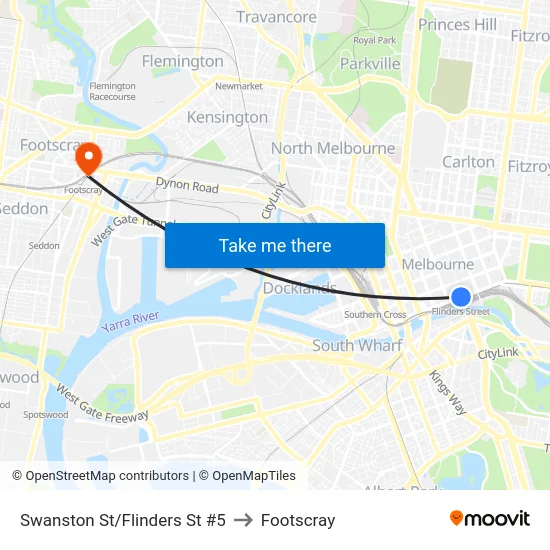 Swanston St/Flinders St #5 to Footscray map