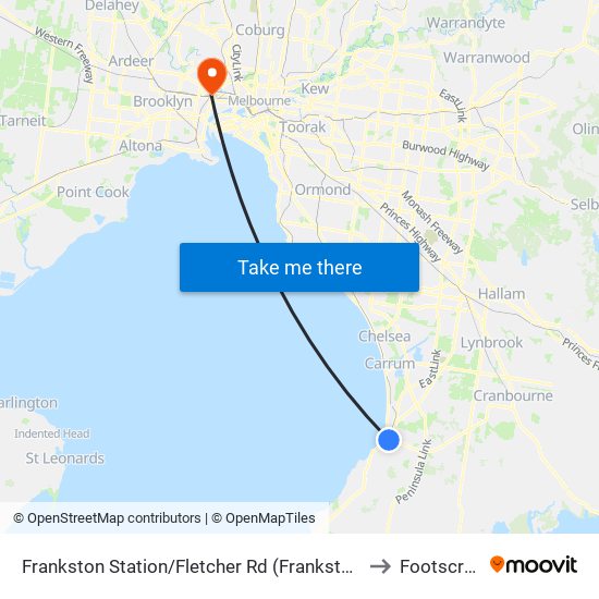 Frankston Station/Fletcher Rd (Frankston) to Footscray map