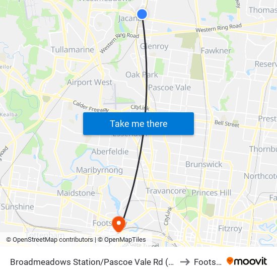 Broadmeadows Station/Pascoe Vale Rd (Broadmeadows) to Footscray map