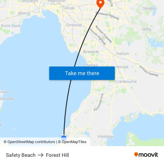 Safety Beach to Forest Hill map