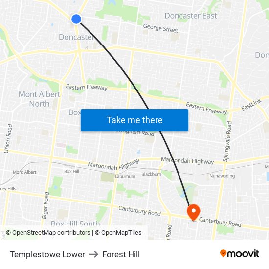 Templestowe Lower to Forest Hill map