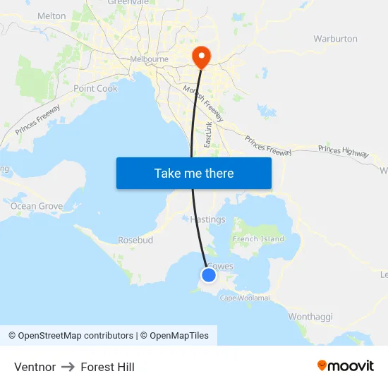 Ventnor to Forest Hill map