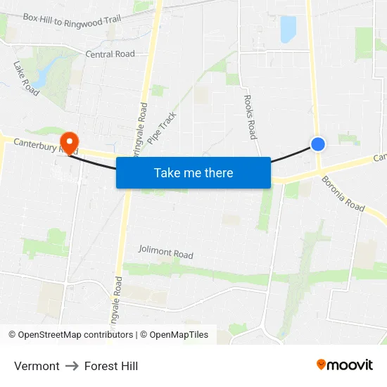 Vermont to Forest Hill map