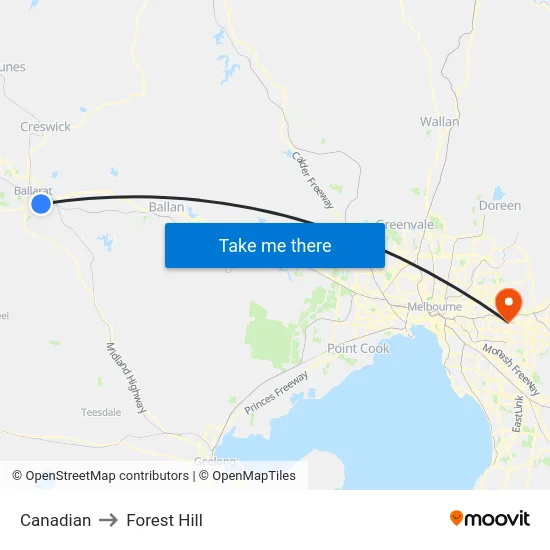 Canadian to Forest Hill map