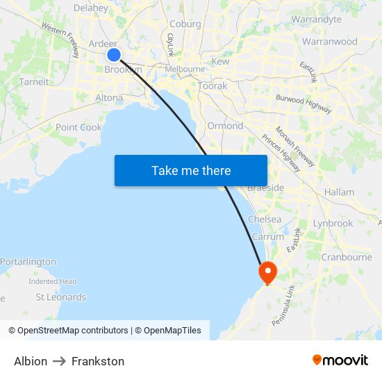 Albion to Frankston map
