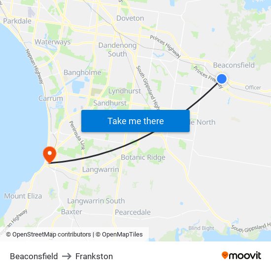 Beaconsfield to Frankston map