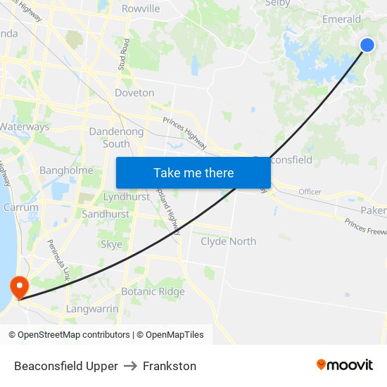 Beaconsfield Upper to Frankston map