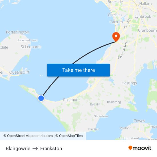 Blairgowrie to Frankston map