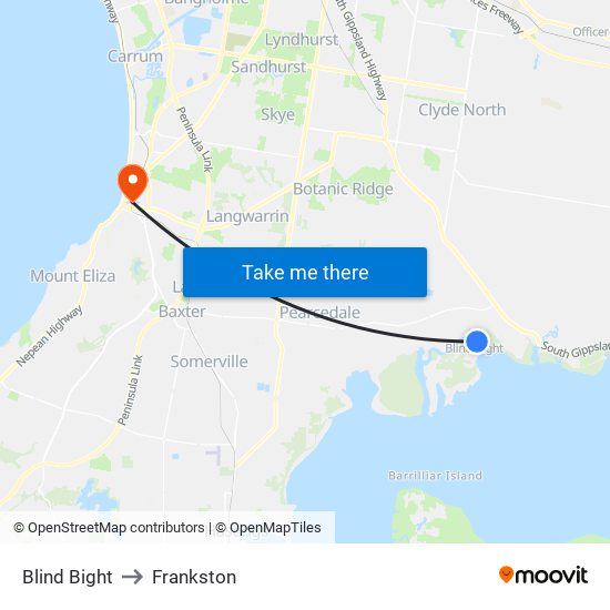 Blind Bight to Frankston map