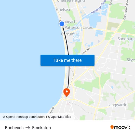 Bonbeach to Frankston map