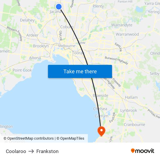 Coolaroo to Frankston map