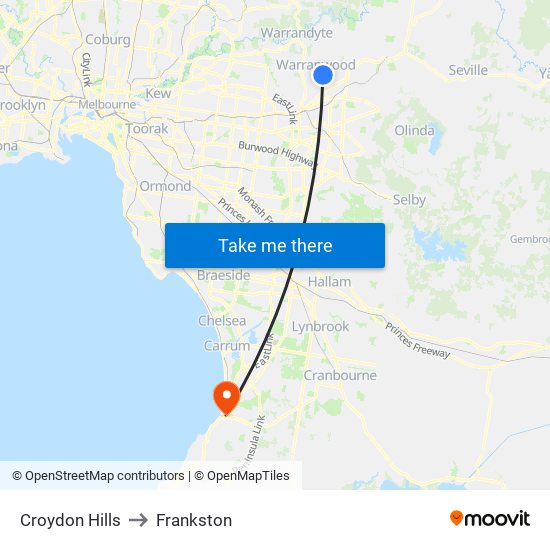 Croydon Hills to Frankston map