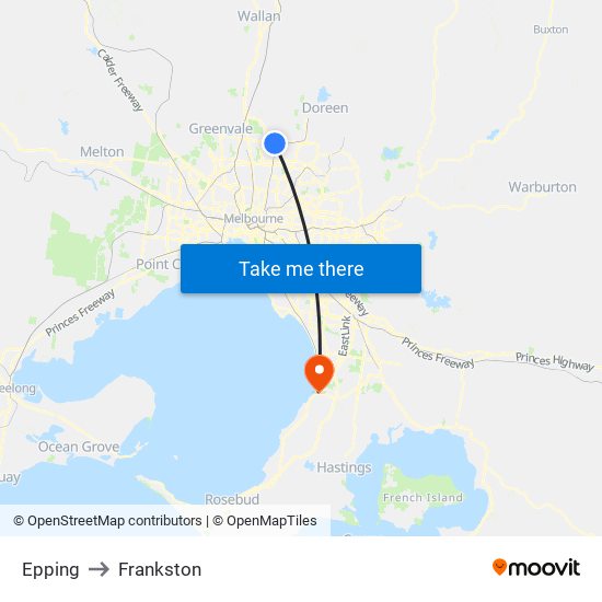 Epping to Frankston map