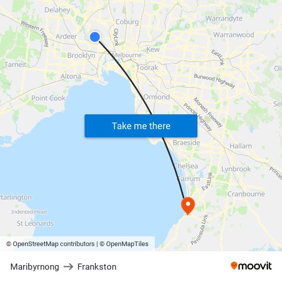 Maribyrnong to Frankston map