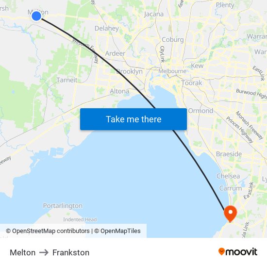 Melton to Frankston map